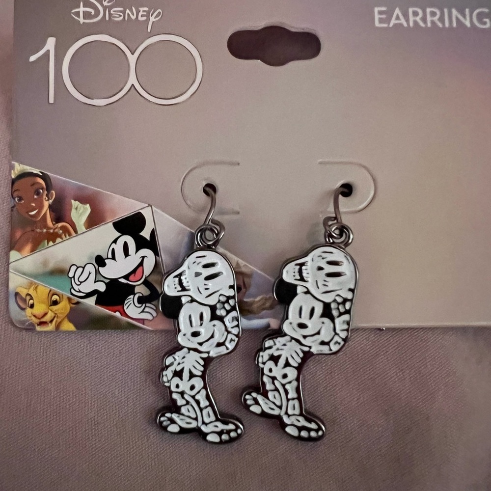 NWT Disney 100 Mickey Skeleton Earrings